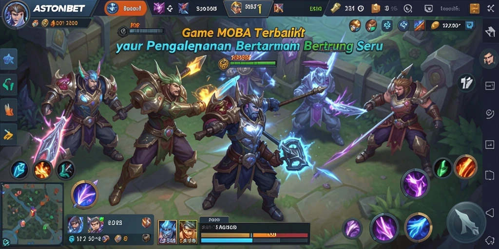 Tampilan gameplay menegangkan dalam pertarungan MOBA ASTONBET.