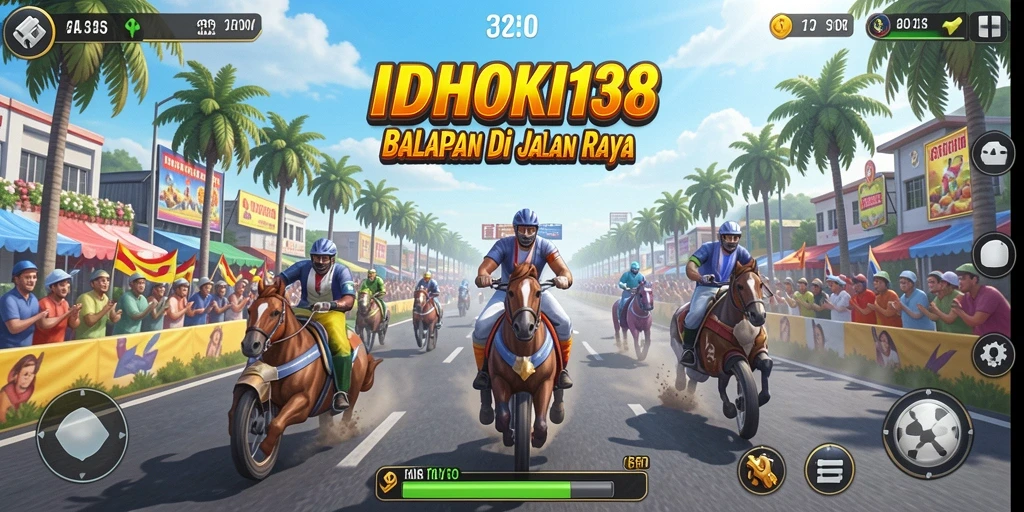 Tangkapan layar gameplay IDRHOKI138 menampilkan aksi balapan yang mendebarkan.